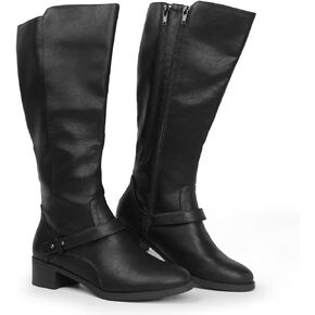 Hawkwell Women's Wide Calf Double Zipper Knee High Riding Boots in Kuwait