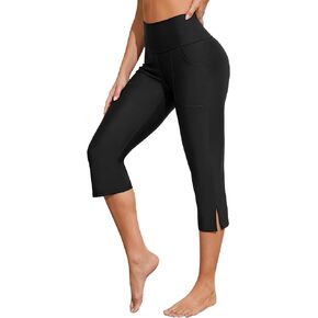 سراويل السباحة النسائية من ATTRACO مع جيوب، سراويل السباحة الضيقة، سراويل السباحة الضيقة، كابريس السباحة، خصر مرتفع