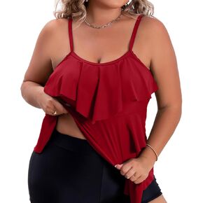 B2prity Women Tankini Tops Only Ruffle Swim Tops Flowy Bathing Suit Top Tummy Control Swimsuits Tops No Bottom