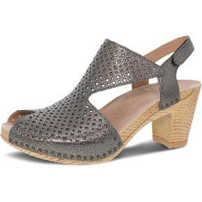صندل Dansko Teagan الأنيق بمقدمة مفتوحة للنساء - جلد عالي الجودة مع تفاصيل مقطوعة بالليزر وكعب لمظهر أنيق طوال اليوم - وسادة قدم مبطنة ومحيطة لراحة طوال اليوم in Kuwait