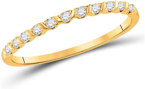 10K Yellow Gold Womens Round Diamond Stackable 1/6 Cttw For Womens Engagement Wedding Anniversary Ring Band in Saudi Arabia