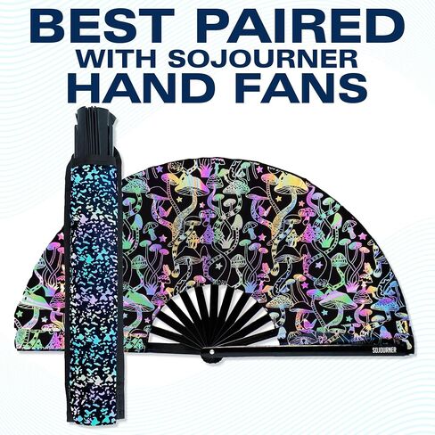 SoJourner Bags Black Rave Fan Holster - Rave Fan Holder - Rave Festival Accessories | Hand Fan Holder & thigh holster for Rave Essentials in Saudi Arabia