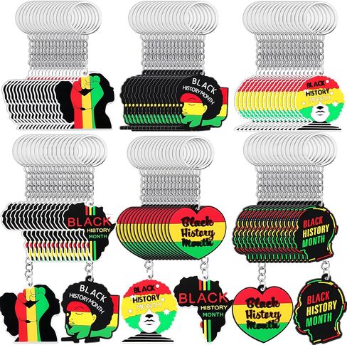 Fabbay 96 Pcs Black History Month Keychain Hanging Black History Month Gift Black History Month Decorations Juneteenth Day Party Favors for Party Classroom Women Backpacks Supplies, 6 Styles in Saudi Arabia