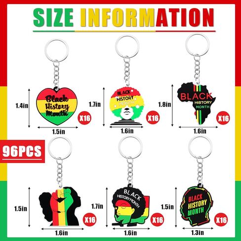 Fabbay 96 Pcs Black History Month Keychain Hanging Black History Month Gift Black History Month Decorations Juneteenth Day Party Favors for Party Classroom Women Backpacks Supplies, 6 Styles in Saudi Arabia