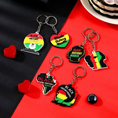 Fabbay 96 Pcs Black History Month Keychain Hanging Black History Month Gift Black History Month Decorations Juneteenth Day Party Favors for Party Classroom Women Backpacks Supplies, 6 Styles in Saudi Arabia