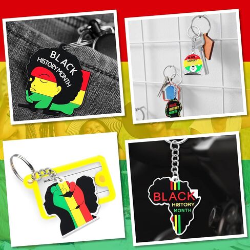 Fabbay 96 Pcs Black History Month Keychain Hanging Black History Month Gift Black History Month Decorations Juneteenth Day Party Favors for Party Classroom Women Backpacks Supplies, 6 Styles in Saudi Arabia