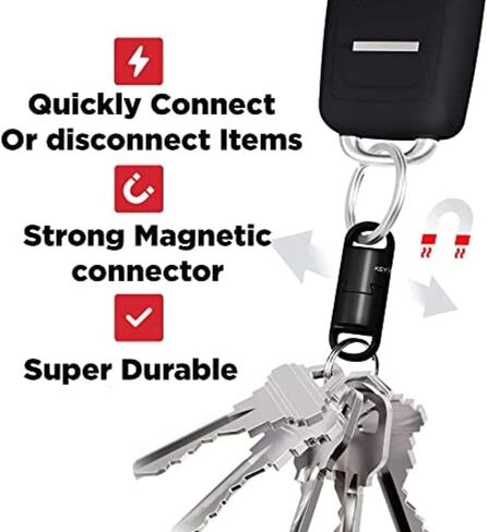 سلسلة مفاتيح KeySmart MagConnect Pro مغناطيسية سريعة الإصدار للرجال - حامل حلقة سلسلة مفاتيح للحقيبة والحزام والسيارة - قابلة للفصل in Saudi Arabia
