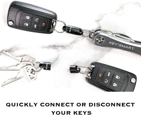 سلسلة مفاتيح KeySmart MagConnect Pro مغناطيسية سريعة الإصدار للرجال - حامل حلقة سلسلة مفاتيح للحقيبة والحزام والسيارة - قابلة للفصل in Saudi Arabia