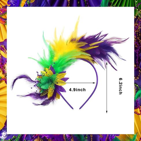 Yunlly 6 Pcs Mardi Gras Feather Headband 1920 Feather Fascinator Headband Parrot Headband Party Costume Women Accessories in Saudi Arabia