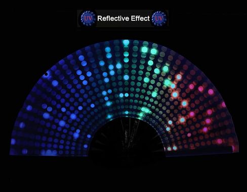 Large Women Clack Fold Hand Fan Fluorescence Printing UV Glow Party Club Prom Disco Freaky Pub Decoration Accessory Aurora in Saudi Arabia