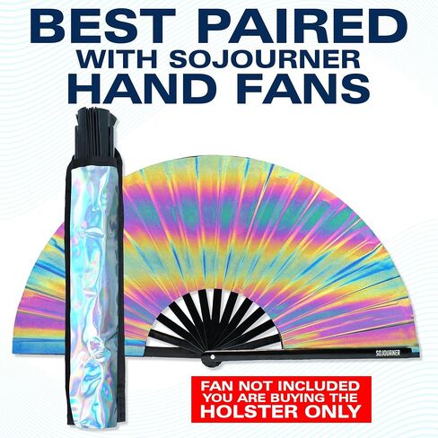 SoJourner Bags Black Rave Fan Holster - Rave Fan Holder - Rave Festival Accessories | Hand Fan Holder & thigh holster for Rave Essentials in Saudi Arabia