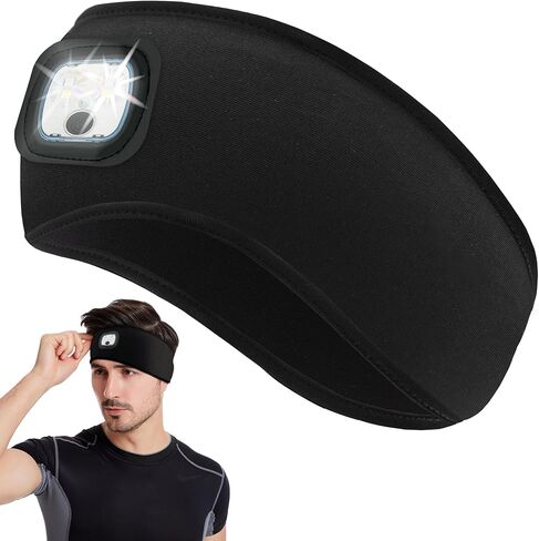 BELONGSCI LED عصابة رأس رياضية مع ضوء USB قابل لإعادة الشحن مصباح أمامي هدايا للرجال والنساء مثالية للمشي لمسافات طويلة والجري والإصلاح وصيد الأسماك وركوب الدراجات والنوم والتمرين والركض واليوجا in Kuwait