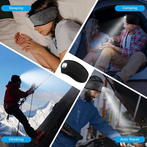 BELONGSCI LED عصابة رأس رياضية مع ضوء USB قابل لإعادة الشحن مصباح أمامي هدايا للرجال والنساء مثالية للمشي لمسافات طويلة والجري والإصلاح وصيد الأسماك وركوب الدراجات والنوم والتمرين والركض واليوجا in Kuwait