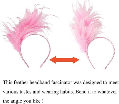 AGITATESAND Feather Boa Fascinator Headband Party Wedding Sallon Headwear Flapper Headpiece in Saudi Arabia