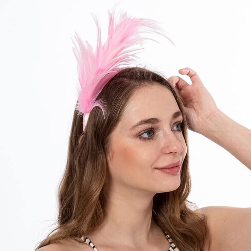 AGITATESAND Feather Boa Fascinator Headband Party Wedding Sallon Headwear Flapper Headpiece in Saudi Arabia