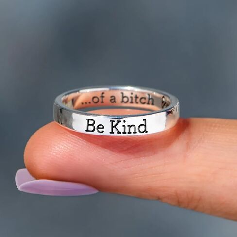 LIU JUN Be Kind Of A Bitch Ring For Women, To Sorority Sisters Best Friends Inspirational Motivational Stainless Steel Band Friendship Gift Jewelry in Saudi Arabia