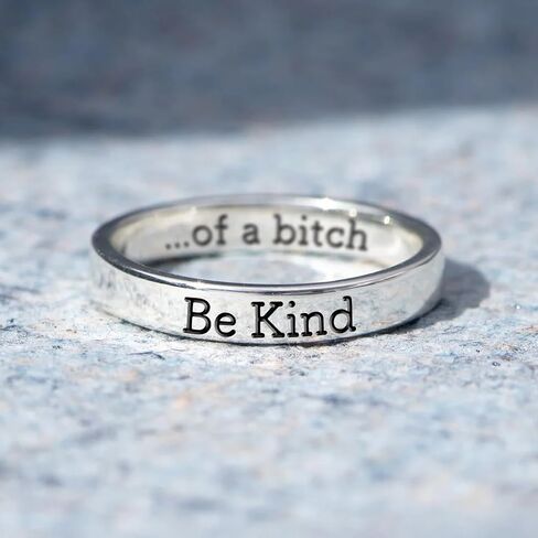 LIU JUN Be Kind Of A Bitch Ring For Women, To Sorority Sisters Best Friends Inspirational Motivational Stainless Steel Band Friendship Gift Jewelry in Saudi Arabia