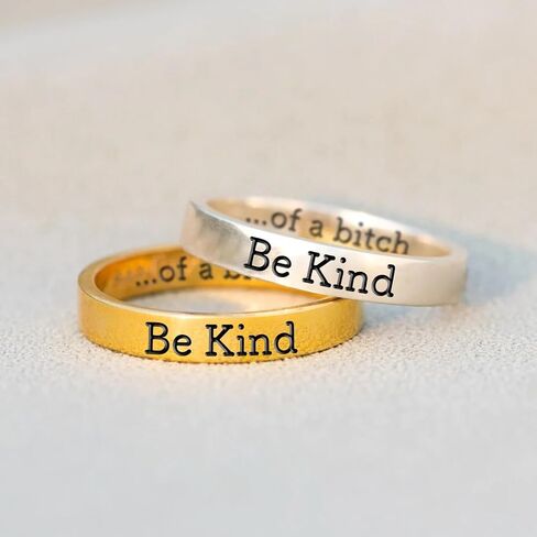 LIU JUN Be Kind Of A Bitch Ring For Women, To Sorority Sisters Best Friends Inspirational Motivational Stainless Steel Band Friendship Gift Jewelry in Saudi Arabia