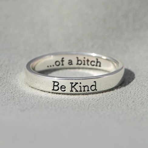 LIU JUN Be Kind Of A Bitch Ring For Women, To Sorority Sisters Best Friends Inspirational Motivational Stainless Steel Band Friendship Gift Jewelry in Saudi Arabia