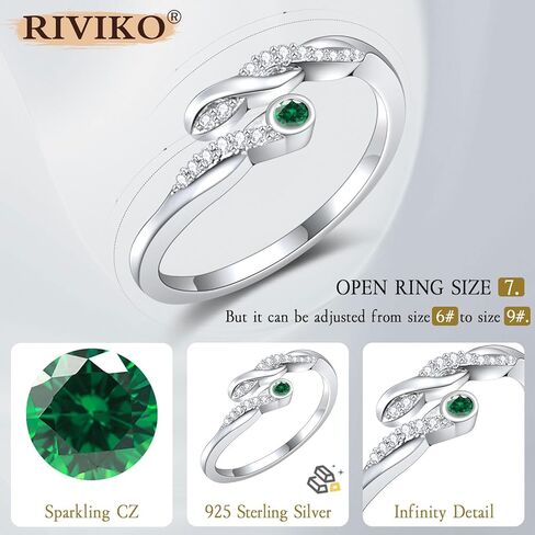 riviko إنفينيتي رمز جوهرة الميلاد حلقة مفتوحة للنساء قابل للتعديل 925 خواتم الفضة الاسترليني الراحة تناسب حجم 6-9 المرأة عيد ميلاد الذكرى عيد الحب المجوهرات هدية للزوجة الأم صديقة ابنتها in Saudi Arabia