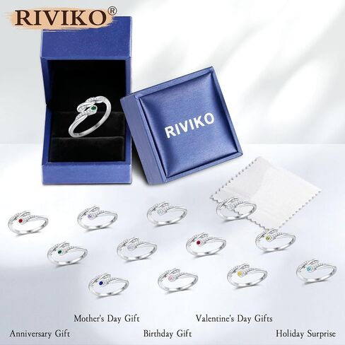 riviko إنفينيتي رمز جوهرة الميلاد حلقة مفتوحة للنساء قابل للتعديل 925 خواتم الفضة الاسترليني الراحة تناسب حجم 6-9 المرأة عيد ميلاد الذكرى عيد الحب المجوهرات هدية للزوجة الأم صديقة ابنتها in Saudi Arabia