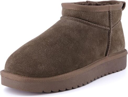 CUSHIONAIRE Hip-3 Genuine Suede Leather Ankle Boots for Women – Pull On Cozy Faux Fur Boots Womens Shoes with Comfortable Memory Foam in Saudi Arabia