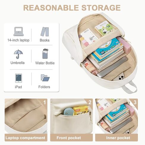 School Backpack Teen Girls Lightweight Bookbags Elementary Middle School College Back Pack Women Laptop Casual Daypacks (Bow Print-Pink) in Saudi Arabia