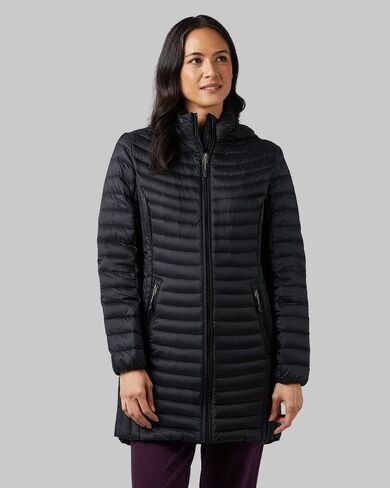 32 Degrees Women's 3/4 Ultra-Light Down Jacket| Slim Fit | Detachable Hood | Water Repellant in Kuwait