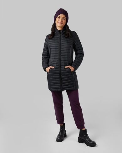 32 Degrees Women's 3/4 Ultra-Light Down Jacket| Slim Fit | Detachable Hood | Water Repellant in Kuwait