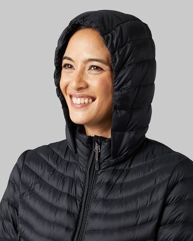 32 Degrees Women's 3/4 Ultra-Light Down Jacket| Slim Fit | Detachable Hood | Water Repellant in Kuwait