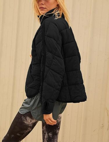 Bianstore Women's Oversized Splice Quilted Lightweight Puffer Jacket Casual Padded Coat in Kuwait