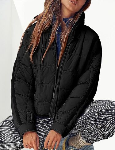 Bianstore Women's Oversized Splice Quilted Lightweight Puffer Jacket Casual Padded Coat in Kuwait