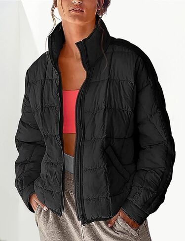 Bianstore Women's Oversized Splice Quilted Lightweight Puffer Jacket Casual Padded Coat in Kuwait