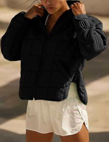 Bianstore Women's Oversized Splice Quilted Lightweight Puffer Jacket Casual Padded Coat in Kuwait