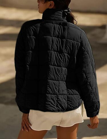 Bianstore Women's Oversized Splice Quilted Lightweight Puffer Jacket Casual Padded Coat in Kuwait