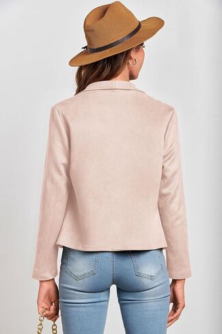 PRETTYGARDEN Women's Faux Suede Jackets 2024 Fall Clothes Long Sleeve Open Front Cropped Coat Outwear in Saudi Arabia