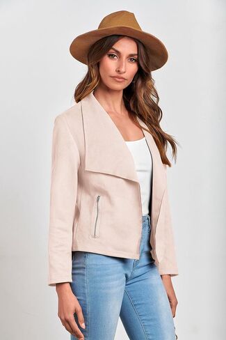 PRETTYGARDEN Women's Faux Suede Jackets 2024 Fall Clothes Long Sleeve Open Front Cropped Coat Outwear in Saudi Arabia