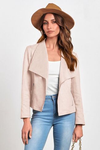 PRETTYGARDEN Women's Faux Suede Jackets 2024 Fall Clothes Long Sleeve Open Front Cropped Coat Outwear in Saudi Arabia