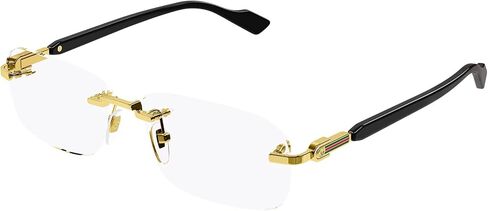 Gucci GG1221O 001 Gold Rectangular Men's Eyeglasses in Saudi Arabia