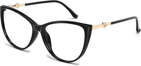 SHEEN KELLY TR90 Fashion Cat Eye Plain Glasses Women Retro Stylish Fake Eyewear Clear Lens Black Metal Frame Cute Eyeglasses in Saudi Arabia
