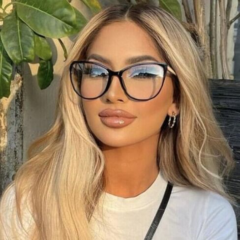 SHEEN KELLY TR90 Fashion Cat Eye Plain Glasses Women Retro Stylish Fake Eyewear Clear Lens Black Metal Frame Cute Eyeglasses in Saudi Arabia