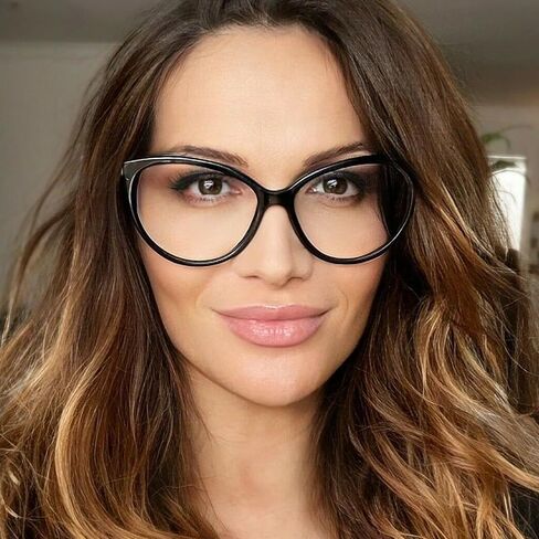 SHEEN KELLY TR90 Fashion Cat Eye Plain Glasses Women Retro Stylish Fake Eyewear Clear Lens Black Metal Frame Cute Eyeglasses in Saudi Arabia