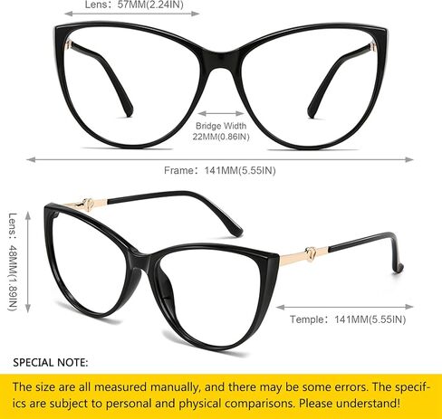 SHEEN KELLY TR90 Fashion Cat Eye Plain Glasses Women Retro Stylish Fake Eyewear Clear Lens Black Metal Frame Cute Eyeglasses in Saudi Arabia