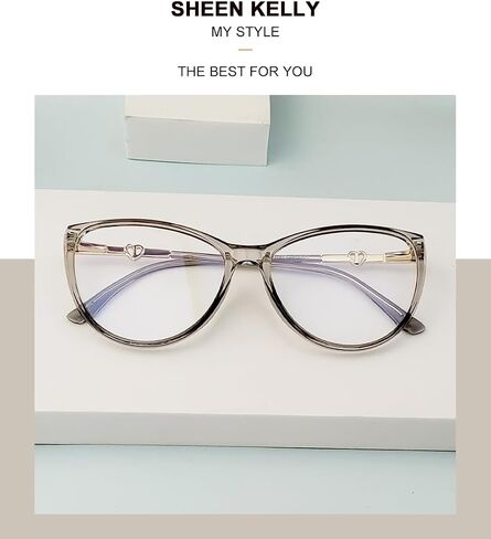 SHEEN KELLY TR90 Fashion Cat Eye Plain Glasses Women Retro Stylish Fake Eyewear Clear Lens Black Metal Frame Cute Eyeglasses in Saudi Arabia