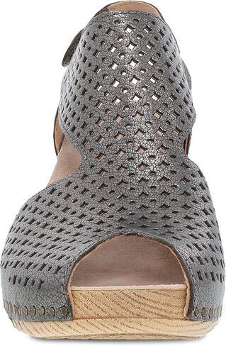 صندل Dansko Teagan الأنيق بمقدمة مفتوحة للنساء - جلد عالي الجودة مع تفاصيل مقطوعة بالليزر وكعب لمظهر أنيق طوال اليوم - وسادة قدم مبطنة ومحيطة لراحة طوال اليوم in Kuwait