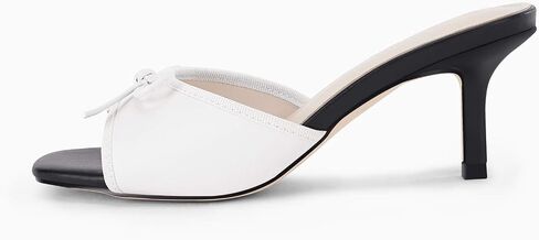 Womens Bow Mules Heels Kitten Heel Slide Sandals Square Toe Slip on Dress Shoes in Saudi Arabia