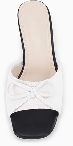 Womens Bow Mules Heels Kitten Heel Slide Sandals Square Toe Slip on Dress Shoes in Saudi Arabia