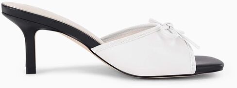 Womens Bow Mules Heels Kitten Heel Slide Sandals Square Toe Slip on Dress Shoes in Saudi Arabia