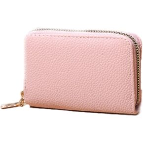 HLTxia Women and Men Lychee Pattern Credit Card Holder with Zipper,11 Cards Slot Case for ID Card Coins(Pink) in Saudi Arabia