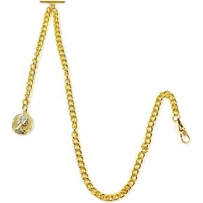 YECSOSS Men's Pocket Watch Chain Albert Vest Chain Queen Pendant Design T Chain, Gold in Kuwait
